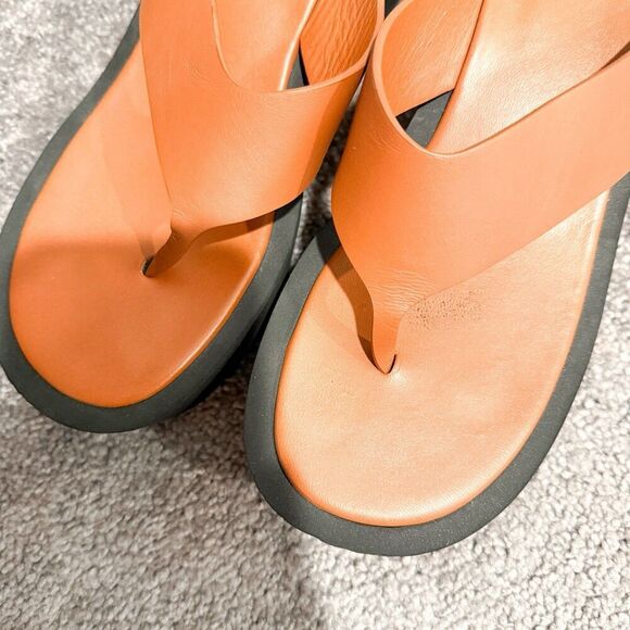 Frame Le Ocean Women’s 39.5 Brown Leather Platform Chunky Flip Flop Sandal - Picture 3 of 12